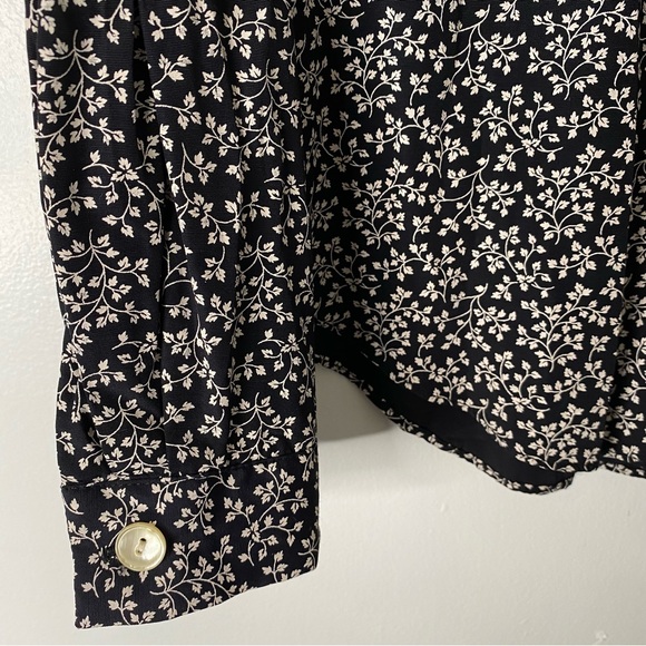 Vintage Lace Collar Black Floral Blouse - Picture 3 of 11